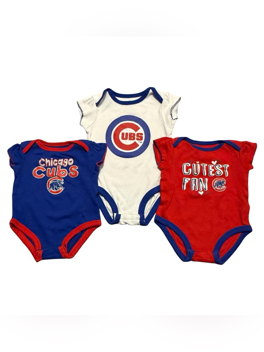 Chicago Cubs Baby Bodysuit Set 3-6M 3 Pack MLB Genuine Merchandise